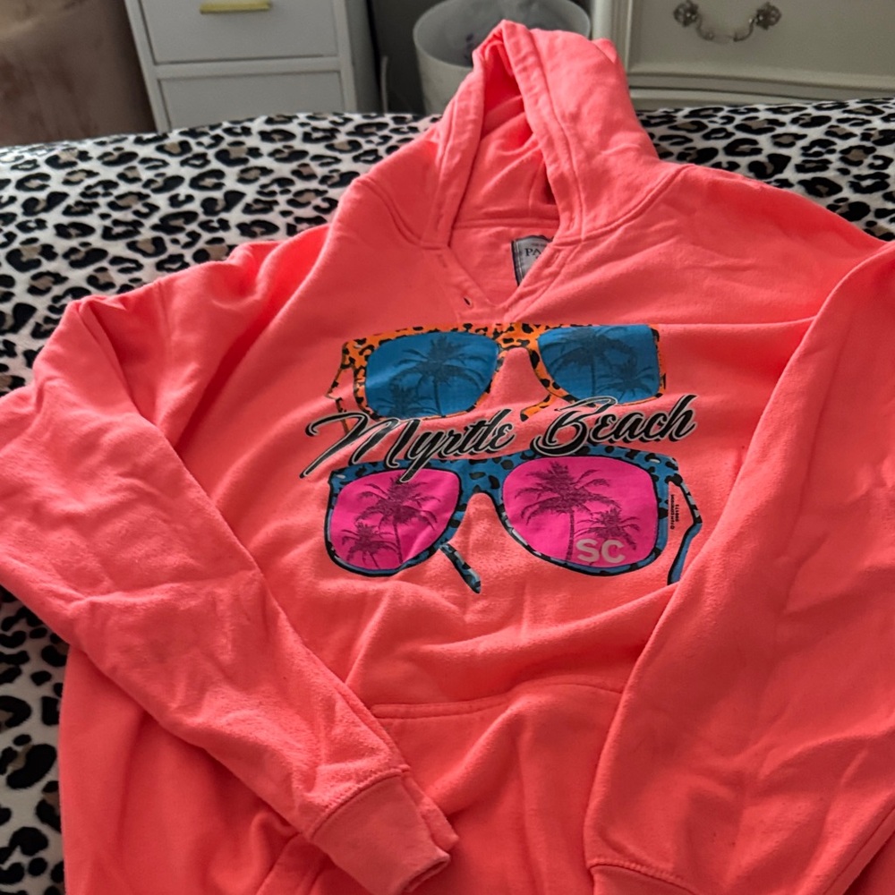 Coral Hoodie with Sunglasses Graphic